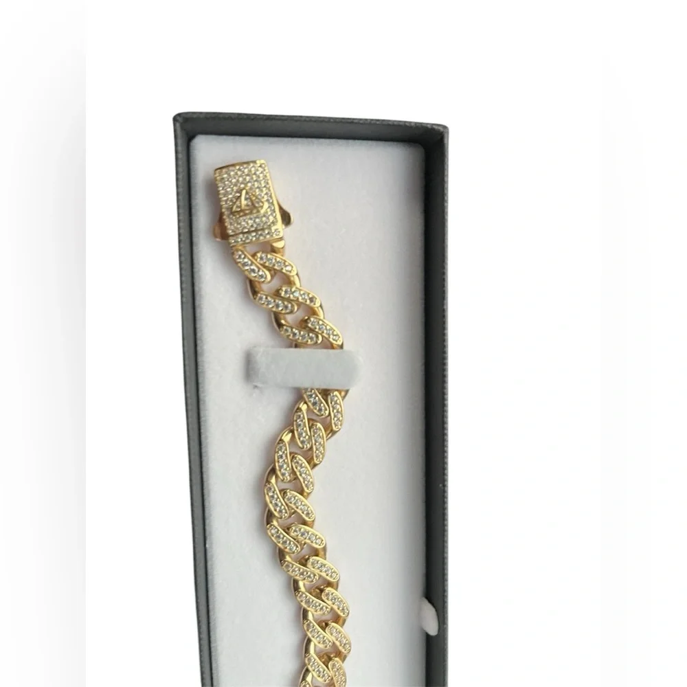 14K✨ Miami Cuban Link Chain Bracelet ✨ 21gr -Gold and Silver Bracelet